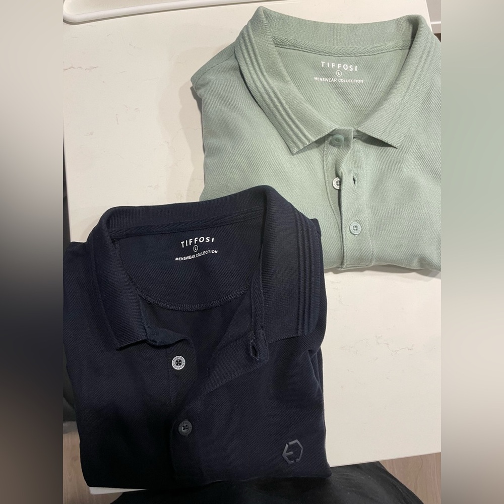 TIFFOSI Men's Polo Shirt - Green and Navy